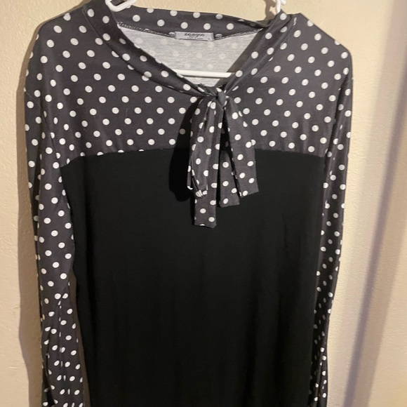 Women’s Zeagoo black and white polkadot long sleeve sweater-XL - Picture 3 of 6